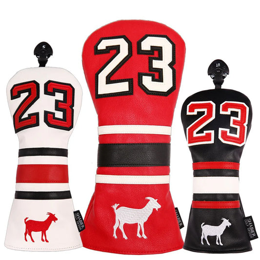 PU Leather Number 23 Golf Club Headcover Set Golf 460CC Driver and FW Fariway Wood Hybird Cover